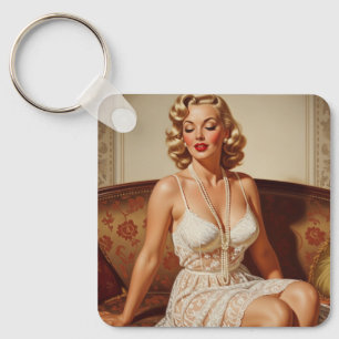 Chaveiro Loura Bonita ao Estilo Retro dos Anos 50