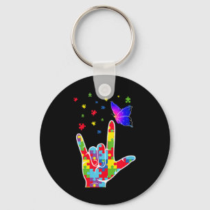 Chaveiro Love ASL Sinal Language Quebra-cabeça Butterfly Au