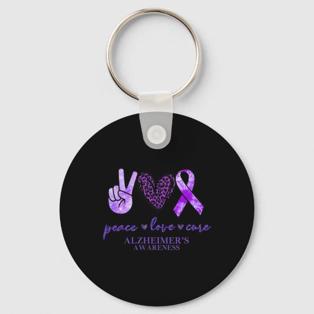 Chaveiro Love Cure Ribbon Lepard Alzheimerheimer Brain Awa (Frente)
