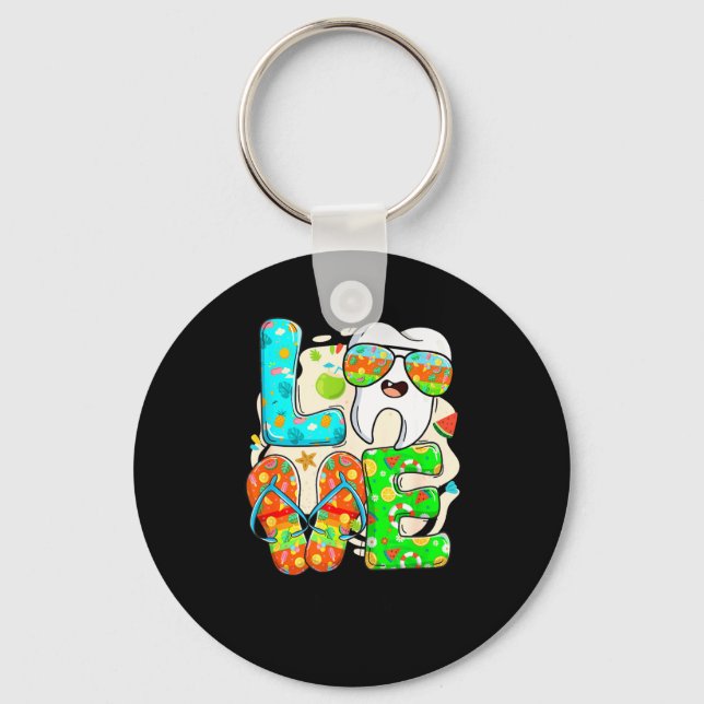 Chaveiro Love Dental Life Cute Tooth Flip Flops Summer Dent (Frente)