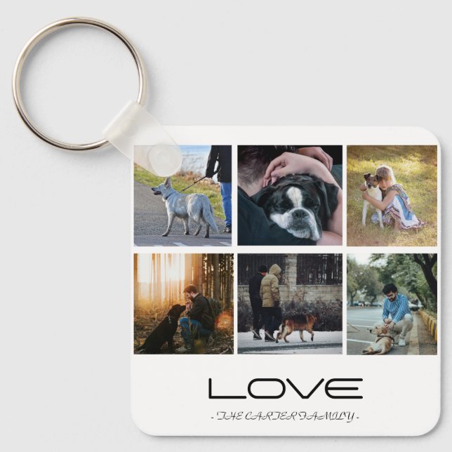 Chaveiro Love Dog Family Portrait Collage Design (Frente)