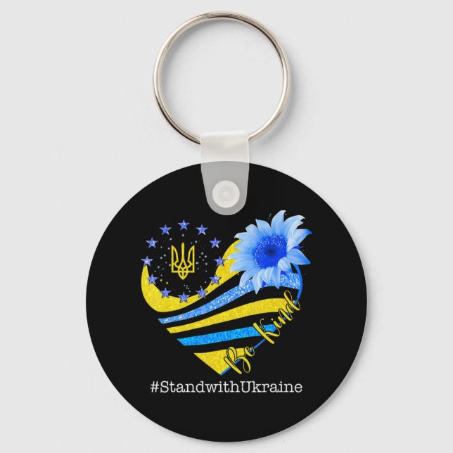 Chaveiro Love Heart Ucrânia Be Kind Stand With Ucrânia Ukra (Frente)
