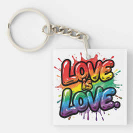 Chaveiro Love Is Love - Rainbow Pride Quote Art 