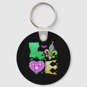 Chaveiro Love Nola Louisiana Map Miçangas E Crown Fat Terça