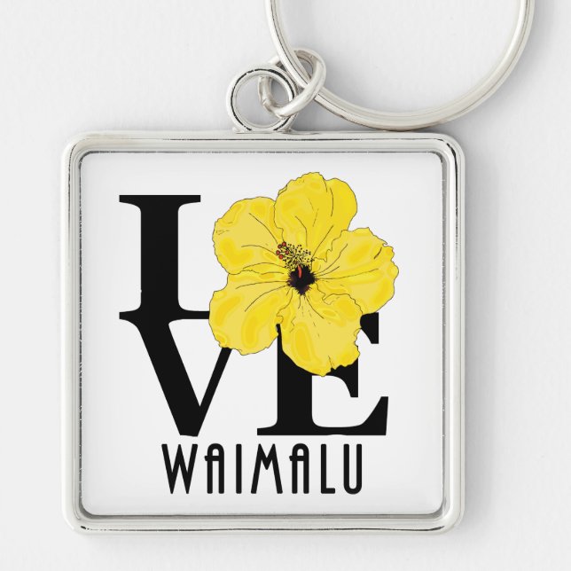 Chaveiro LOVE Waimalu Hawaii Yellow Hibiscus (Frente)