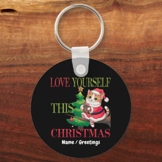 Chaveiro  Love Yourself This Christmas Cute Cat Holiday