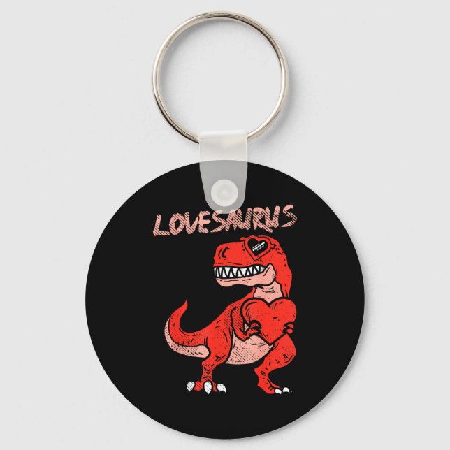 Chaveiro Lovesaurus Trex Dinosaur Heart Cute Valentines Day (Frente)