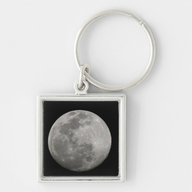 Chaveiro Lua cheia em preto e branco. Crédito: Arthur (Frente)