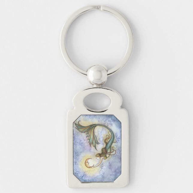 Chaveiro Lua do mar profundoMermaid Fantasy Art de Molly Ha (Frente)