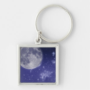 Chaveiro Lua e Estrelas Brilhantes