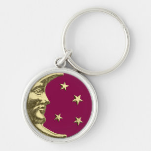 Chaveiro Lua e estrelas do art deco - Borgonha e ouro