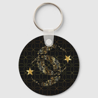 Chaveiro Lua Floral Islâmica e Estrela