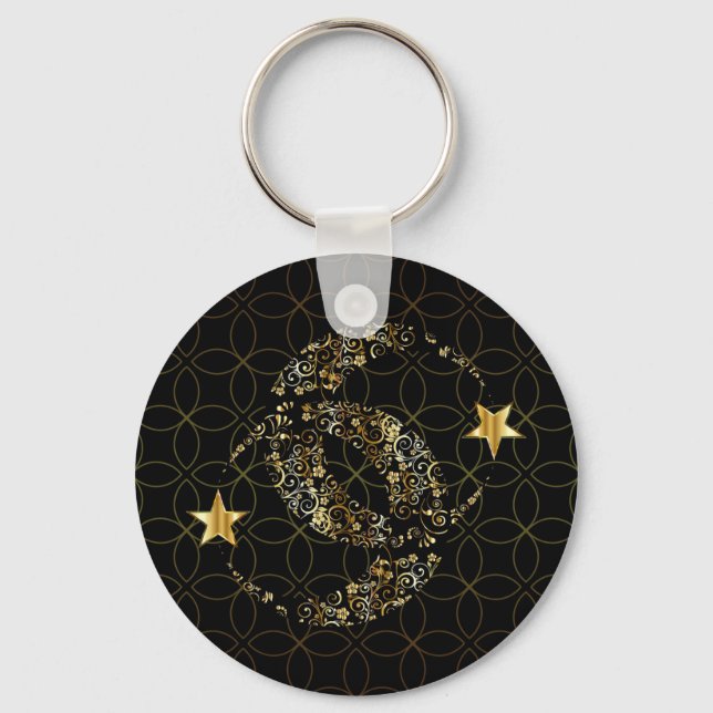 Chaveiro Lua Floral Islâmica e Estrela (Frente)