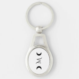 Chaveiro Luas do Crescente Moderno, Pretas e Brancas