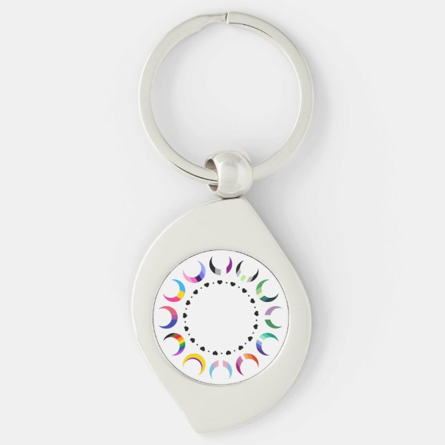 Chaveiro Luas do Orgulho Crescente e Corações Pretos (Frente)