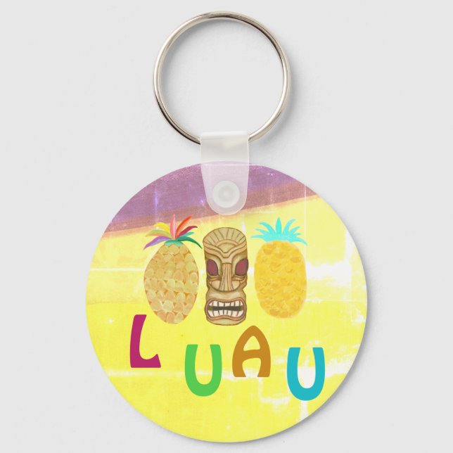 Chaveiro Luau Tiki de Abacaxi de Verão (Frente)