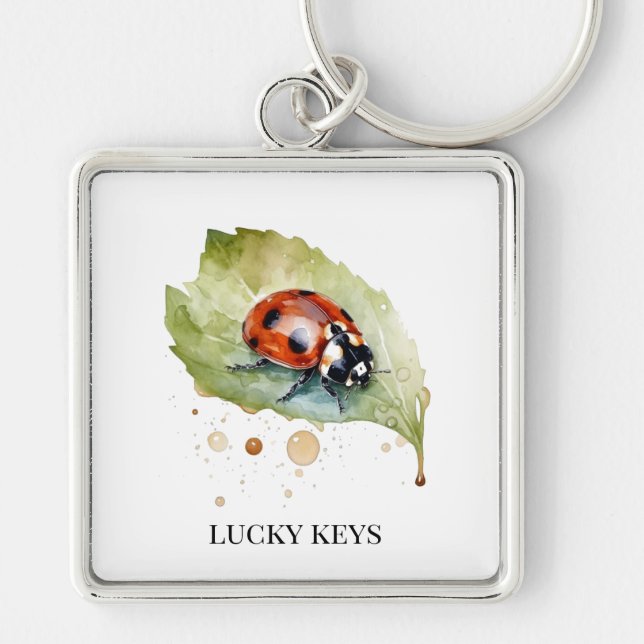 Chaveiro Lucky Ladybug na Folha (Frente)