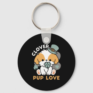 Chaveiro Lucky Pup com Clover - Rua. Presente no Dia de Pat