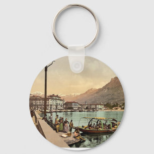Chaveiro Lugano, no cais, Tessin, vintage P da suiça