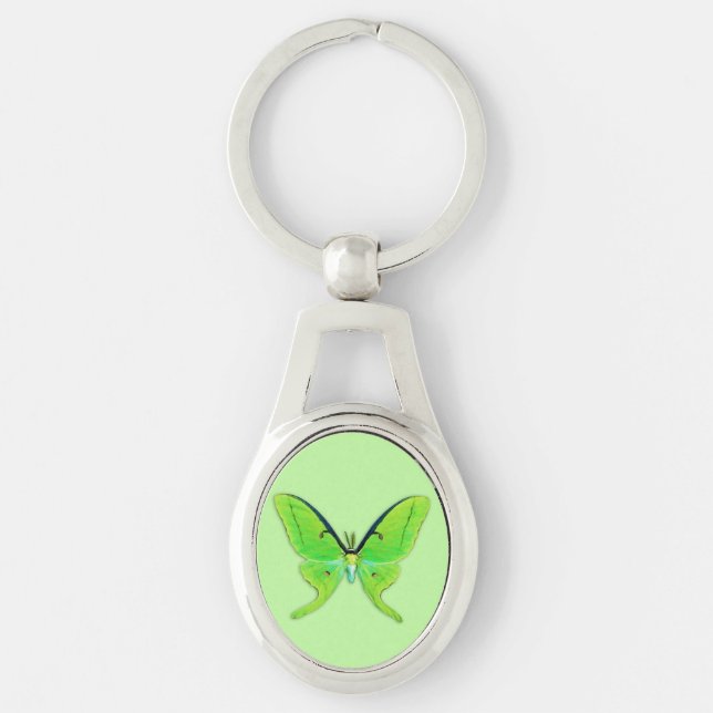 Chaveiro Luna moth com um fundo verde pálido (Frente)