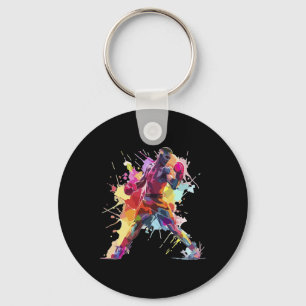 Chaveiro Lutador de Boxe Homem Boxe Tinta Salpico Kickboxer