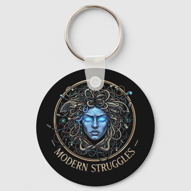 Chaveiro Lutas da Medusa Tech Moderna - Grego Cyberpunk (Frente)