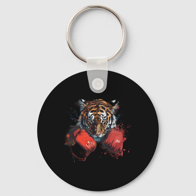 Chaveiro Luvas de boxe amante de tigre boxe kickboxing engr (Frente)