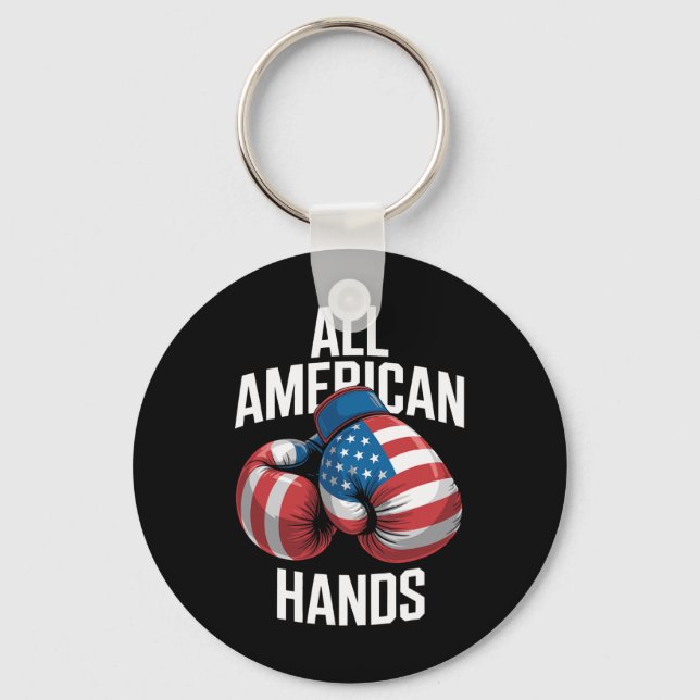 Chaveiro Luvas de Boxe Todas as Mãos Americanas Bandeira do (Frente)