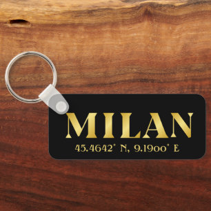 Chaveiro Lux Dourado Milan Latitude & Longitude Black