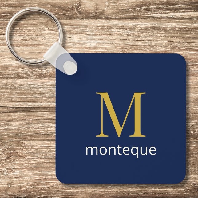 Chaveiro Luxo Azul Marinho Profundo com Monograma Personali (Criador carregado)