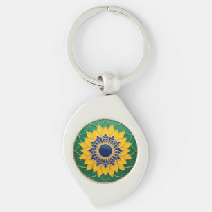 Chaveiro Luxury 3D Solar Mandala Keychain - Gold &