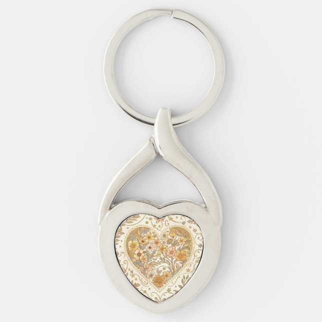 Chaveiro Luxury, , Beigi Gold ,Love Heart , Valentine's Day (Frente)