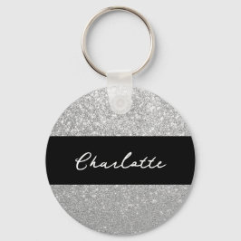 Chaveiro Luxury Sparkle Silver Glitter Name
