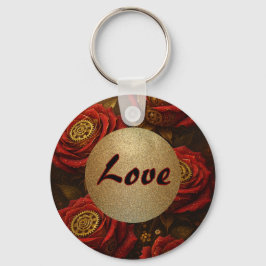 Chaveiro Luxury Steampunk Roses Romantic Gold Gears