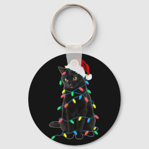 Chaveiro Luzes de árvore de Natal de gato preto, kit de Nat
