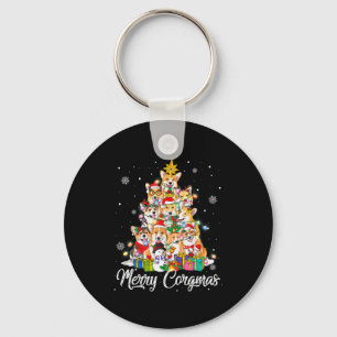 Chaveiro Luzes de Fada de Árvore de Natal do Corgi Merry Co