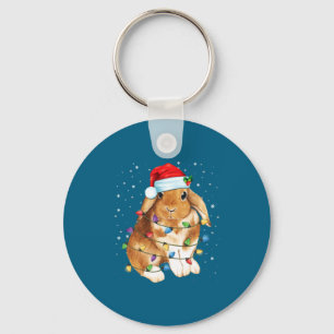 Chaveiro Luzes de Natal de Coelho com Chapéu de Papai Noel