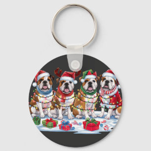 Chaveiro Luzes de Natal do Buldogue - Design Adorável