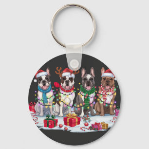 Chaveiro Luzes de Natal do Buldogue Francês - Design Adoráv
