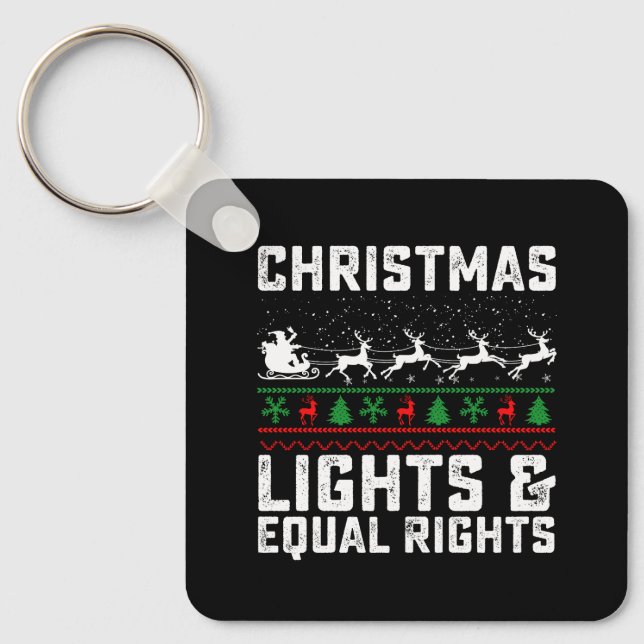 Chaveiro Luzes de Natal e Igualdade de Direitos Feminista (Frente)