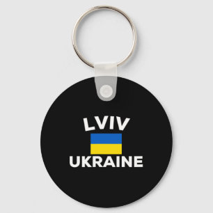 Chaveiro Lviv Ucrânia Bandeira Ucraniana País Cidade Turíst