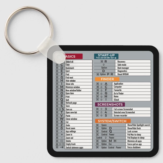 Chaveiro mac de atalho macos laptop tecnologia geek (Frente)