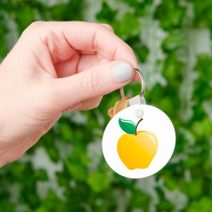 Chaveiro Maçã Dourada Fruta Amarela Brilhante