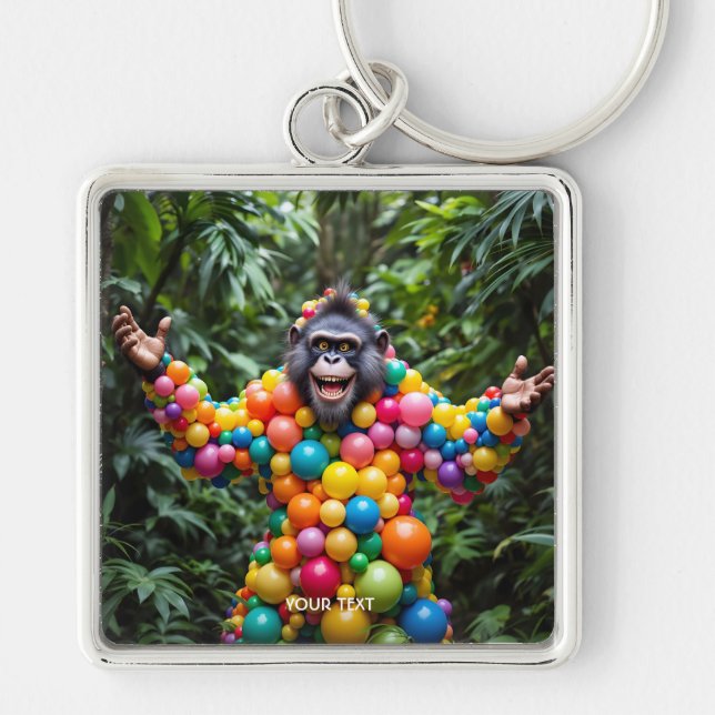 Chaveiro Macaco Colorido Feliz Fantasy (Frente)