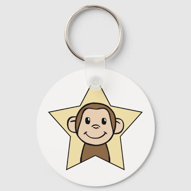 Chaveiro Macaco de desenho animado fofo com sorriso arregan (Frente)