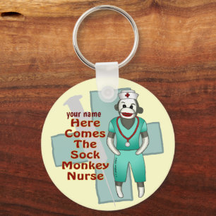 Chaveiro Macaco de Meia Enfermeira Personalizado