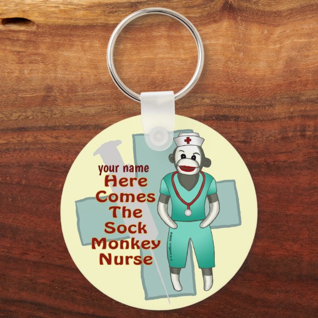 Chaveiro Macaco de Meia Enfermeira Personalizado  (Frente)