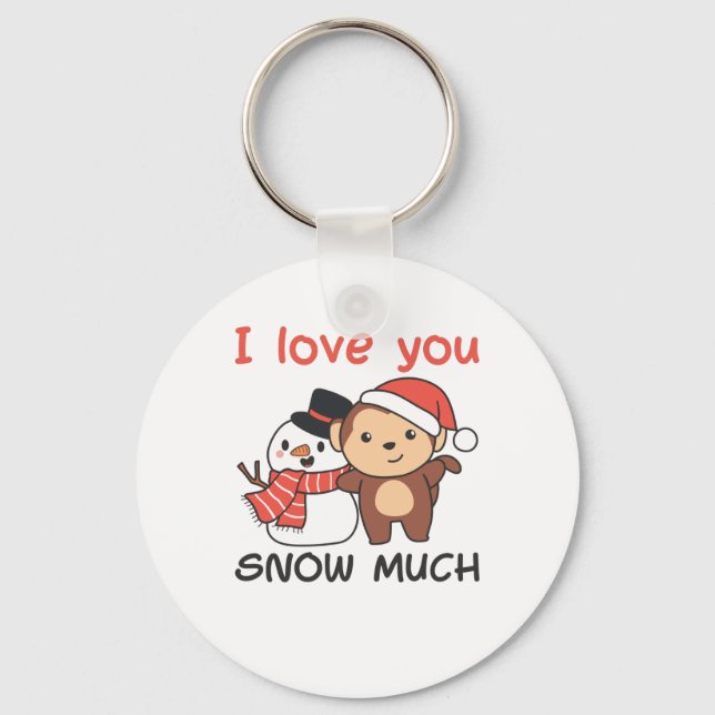 Chaveiro Macaco Eu Te Amo Neve Muito Snowman Pun (Frente)