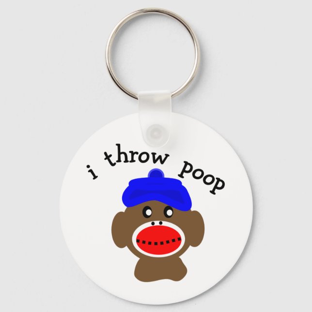Chaveiro Macaco-meia "I THROW POOP" (Frente)