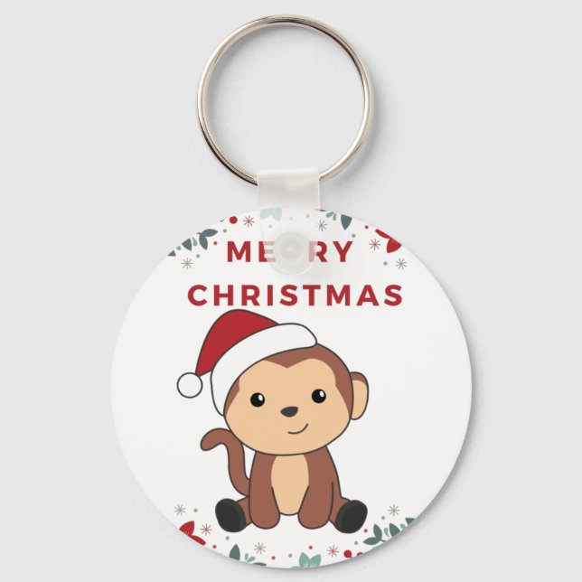 Chaveiro Macaco Natal Neve Inverno Macacos Macacos Macacos (Frente)